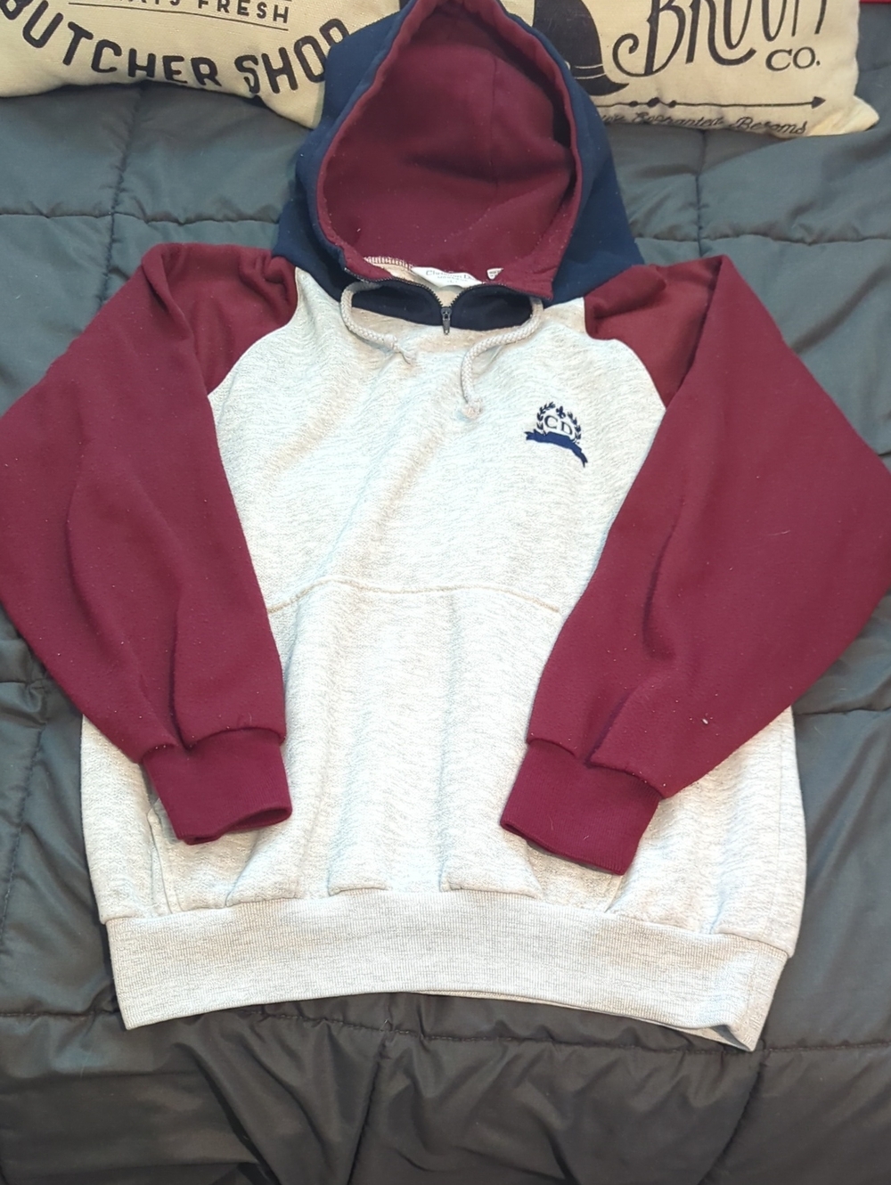 Authentic Tri Colored Christian Dior Paris Zip Hoodie Size M